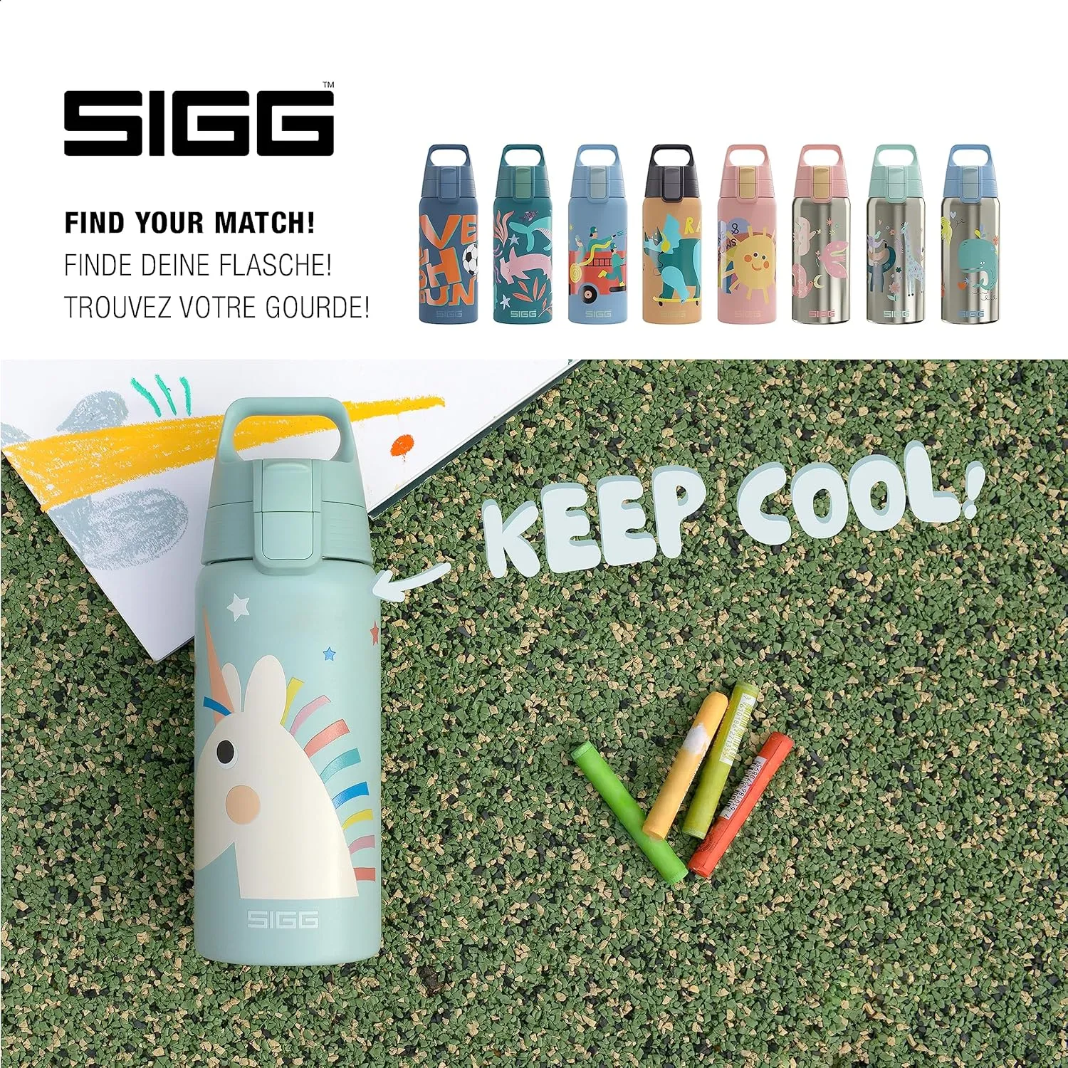 SIGG - Insulated Kids Bottle - Shield One Therm - For Carbonated Beverages - Dishwasher Safe - Stainless Steel - 17 Oz
