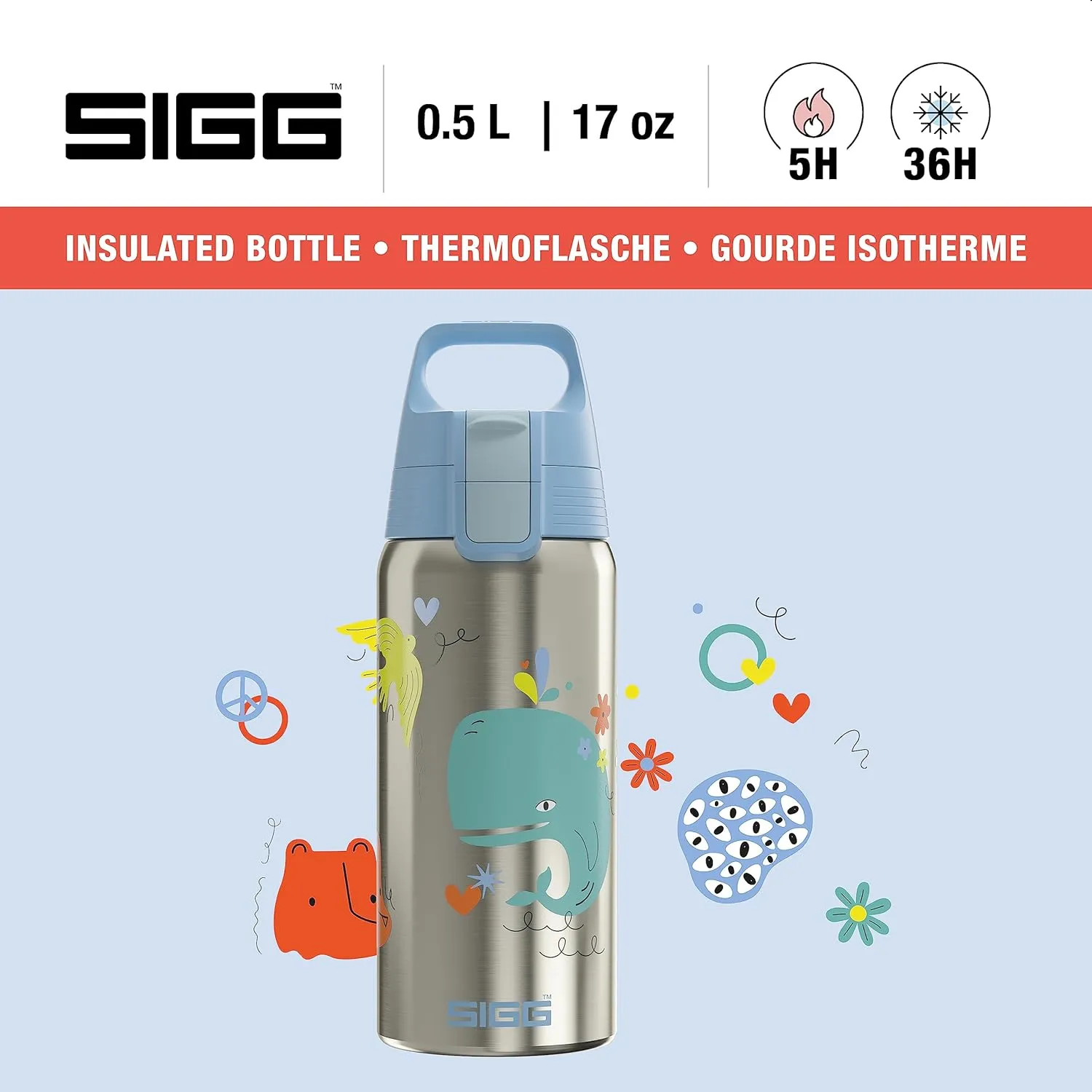SIGG - Insulated Kids Bottle - Shield One Therm - For Carbonated Beverages - Dishwasher Safe - Stainless Steel - 17 Oz