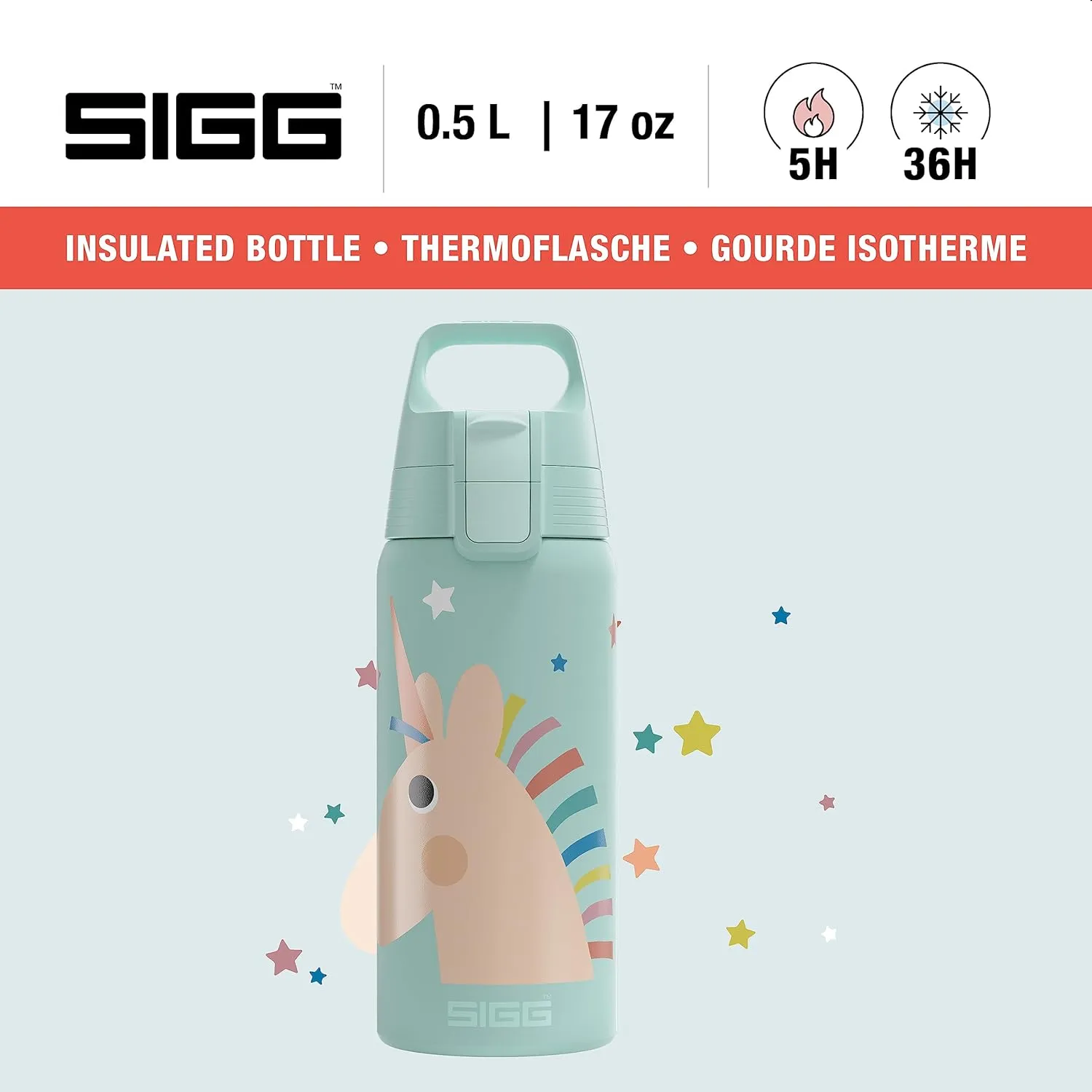 SIGG - Insulated Kids Bottle - Shield One Therm - For Carbonated Beverages - Dishwasher Safe - Stainless Steel - 17 Oz