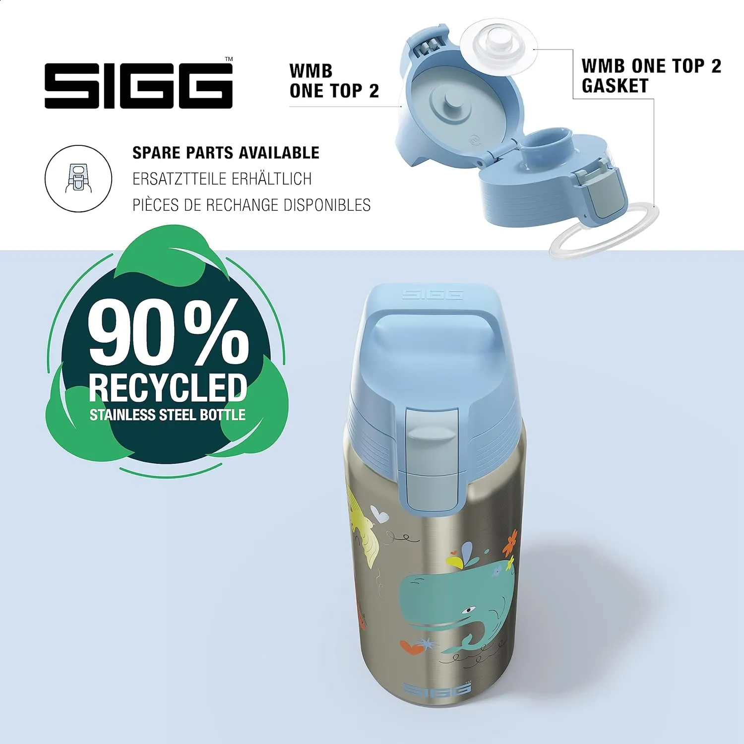 SIGG - Insulated Kids Bottle - Shield One Therm - For Carbonated Beverages - Dishwasher Safe - Stainless Steel - 17 Oz