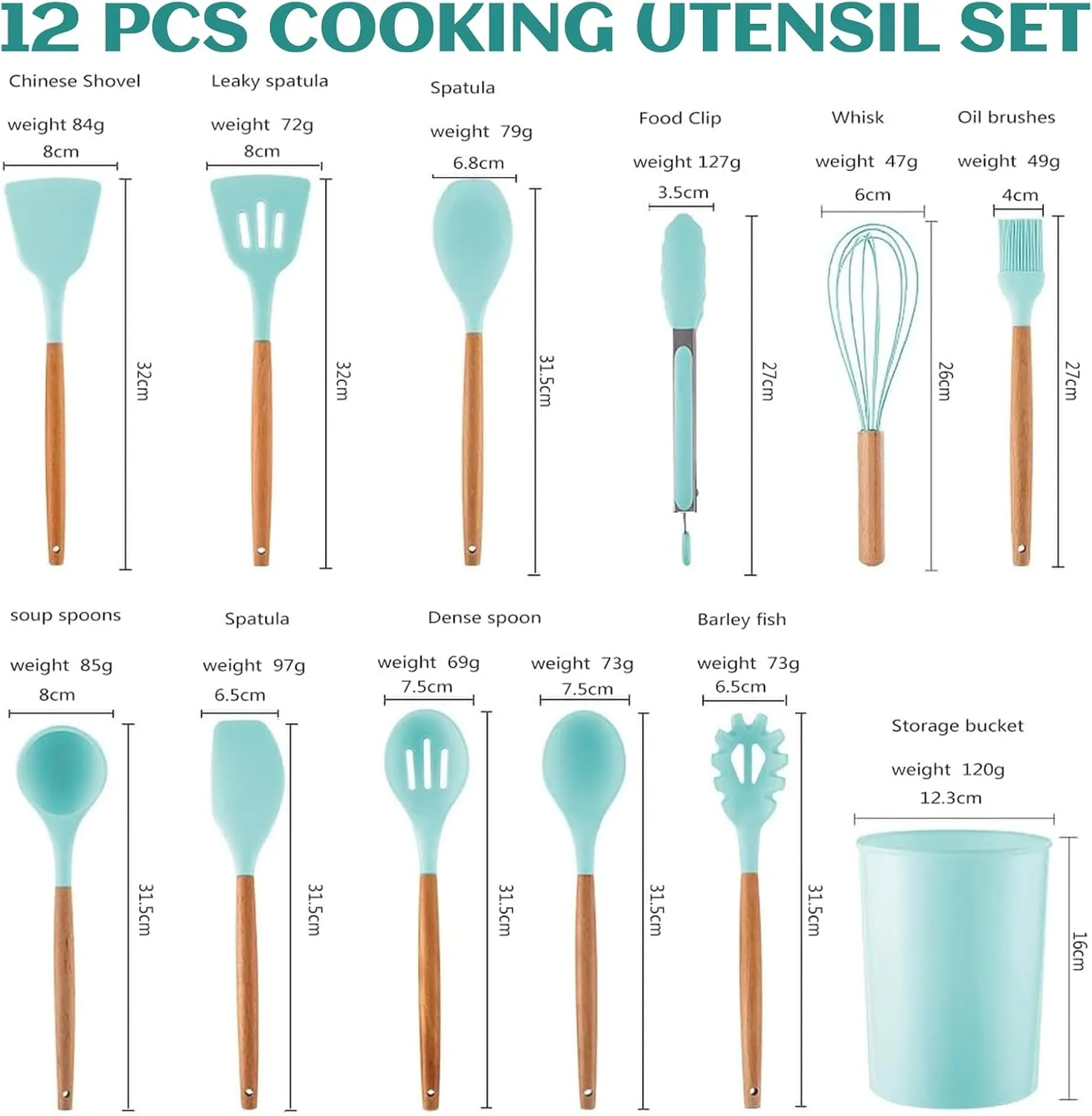 Silicone Cooking Utensils Set For Kitchen, Spoons Spatula Spatulas Accessories, Baking Heat Resistant Cookware De Home, Rubber New Apartment Decor, Plastic Nonstick Turner Tool (green)