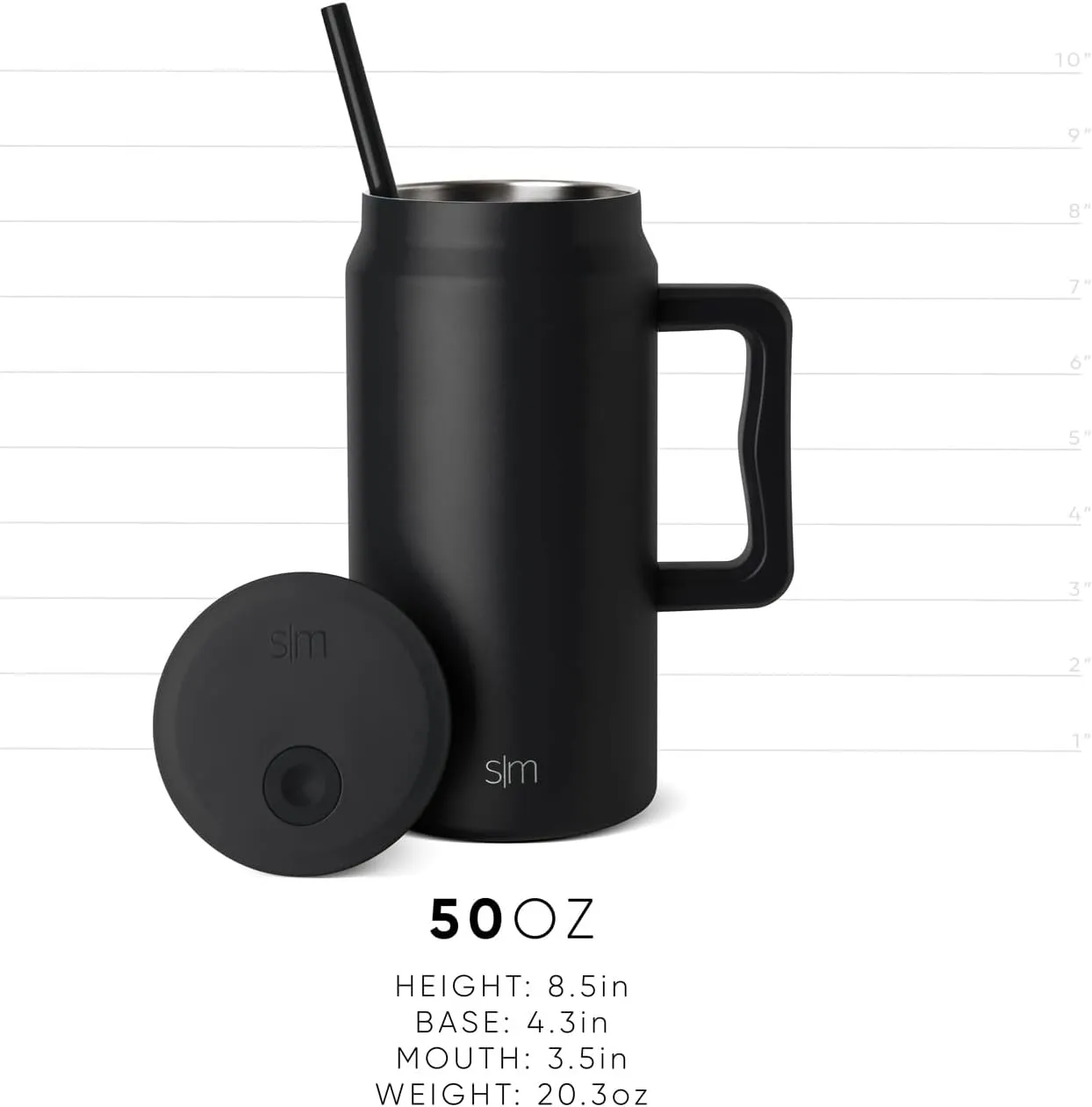 Simple Modern 50 oz Mug Tumbler with Handle and Straw Lid | Reusable Insulated Stainless Steel Large Travel Jug Water Bottle | Gifts for Women Men Him Her | Trek Collection | Almond Birch