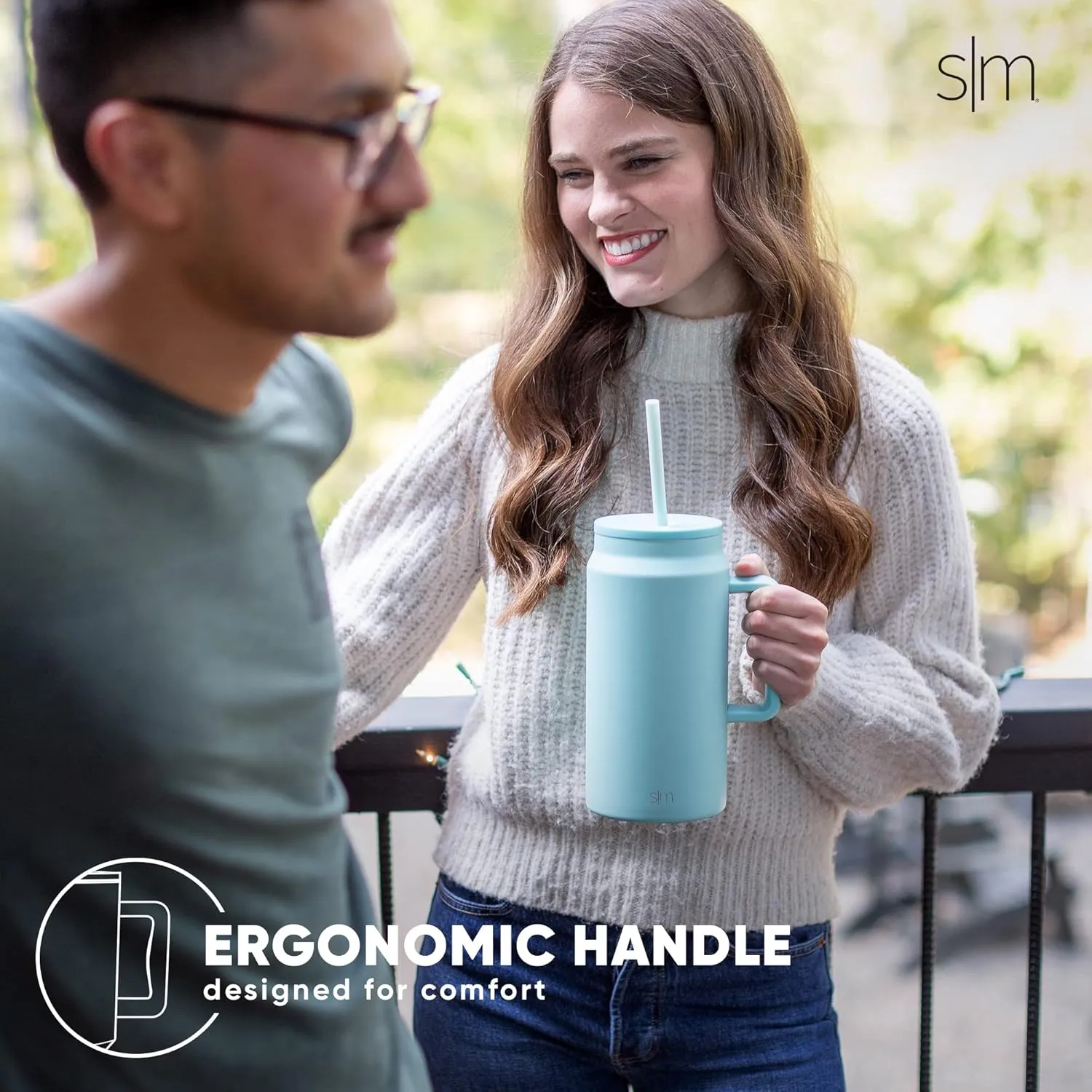 Simple Modern 50 oz Mug Tumbler with Handle and Straw Lid | Reusable Insulated Stainless Steel Large Travel Jug Water Bottle | Gifts for Women Men Him Her | Trek Collection | Almond Birch