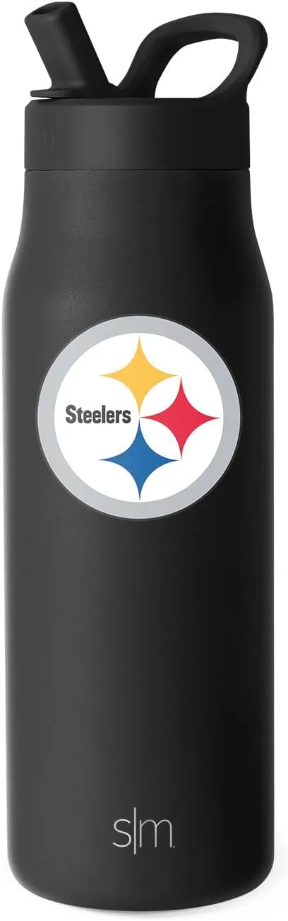 Simple Modern Officially Licensed NFL Pittsburgh Steelers Water Bottle with Straw Lid | Leak Proof Insulated Stainless Steel Travel Thermos | Gifts for Men Women| Mesa Collection | Pittsburgh Steelers