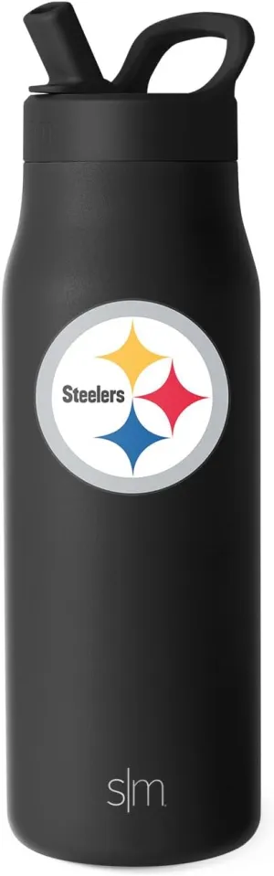 Simple Modern Officially Licensed NFL Pittsburgh Steelers Water Bottle with Straw Lid | Leak Proof Insulated Stainless Steel Travel Thermos | Gifts for Men Women| Mesa Collection | Pittsburgh Steelers