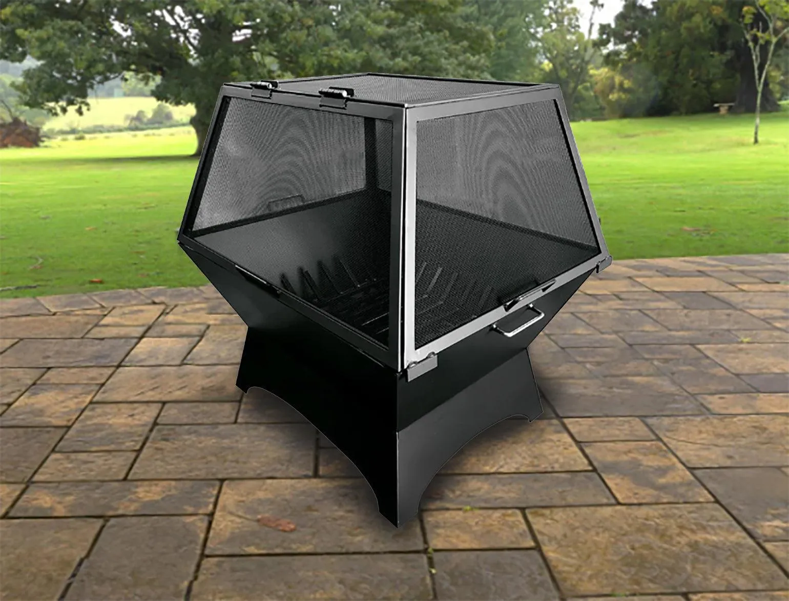 Simplistic Trapezoid Design Outdoor Fire Pit | Classic Custom Fabrication Wood Burning Fire Pit | Made in Canada – Model # WBFP659