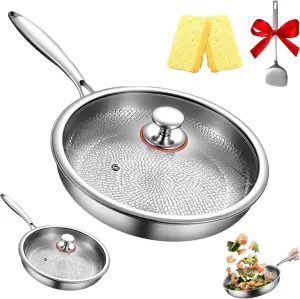 Siraat Pure Titanium Pan Hammered Pattern, Titanium Hammered Pan Pro, 2025 New Ultra-Durable Siraatskitchen Titaniums Pans, Multifunctional Pots and Pans Set Non Stick (10.23 in)