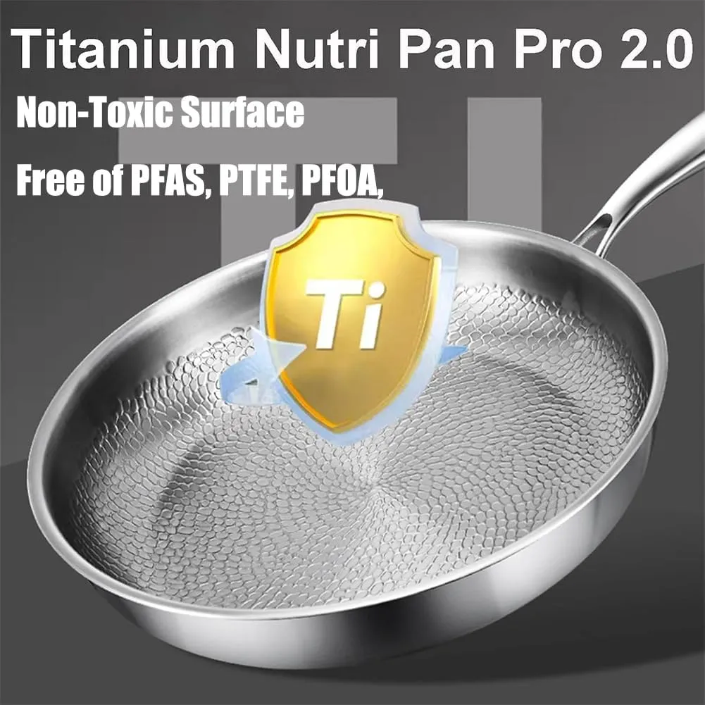 Siraat Pure Titanium Pan Hammered Pattern, Titanium Hammered Pan Pro, 2025 New Ultra-Durable Siraatskitchen Titaniums Pans, Multifunctional Pots and Pans Set Non Stick (10.23 in)