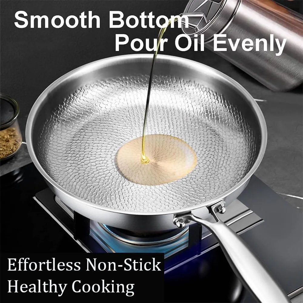 Siraat Pure Titanium Pan Hammered Pattern, Titanium Hammered Pan Pro, 2025 New Ultra-Durable Siraatskitchen Titaniums Pans, Multifunctional Pots and Pans Set Non Stick (10.23 in)