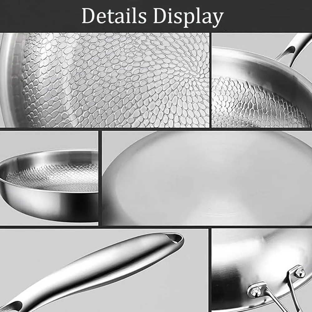 Siraat Pure Titanium Pan Hammered Pattern, Titanium Hammered Pan Pro, 2025 New Ultra-Durable Siraatskitchen Titaniums Pans, Multifunctional Pots and Pans Set Non Stick (10.23 in)