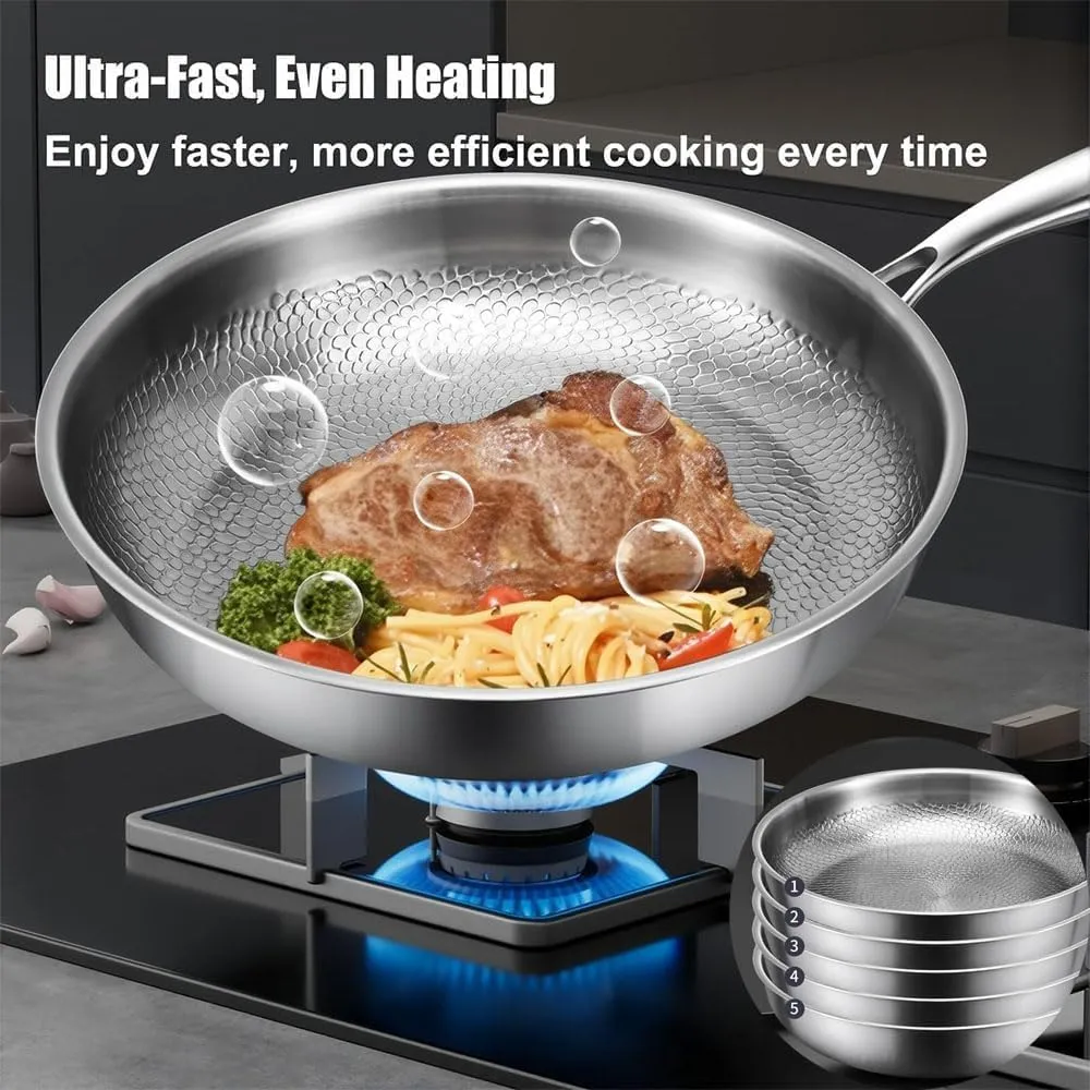 Siraat Pure Titanium Pan Hammered Pattern, Titanium Hammered Pan Pro, 2025 New Ultra-Durable Siraatskitchen Titaniums Pans, Multifunctional Pots and Pans Set Non Stick (10.23 in)