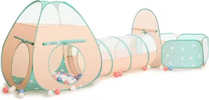 SISTICKER 3 in 1 Kids Play Tent with Baby Ball Pit and Play Tunnel, Toddler Climbing Toys for Boys, Girls, Babies, Indoor Outdoor Pop Up Playhouse Tunnel Toys (Balls NOT Included)