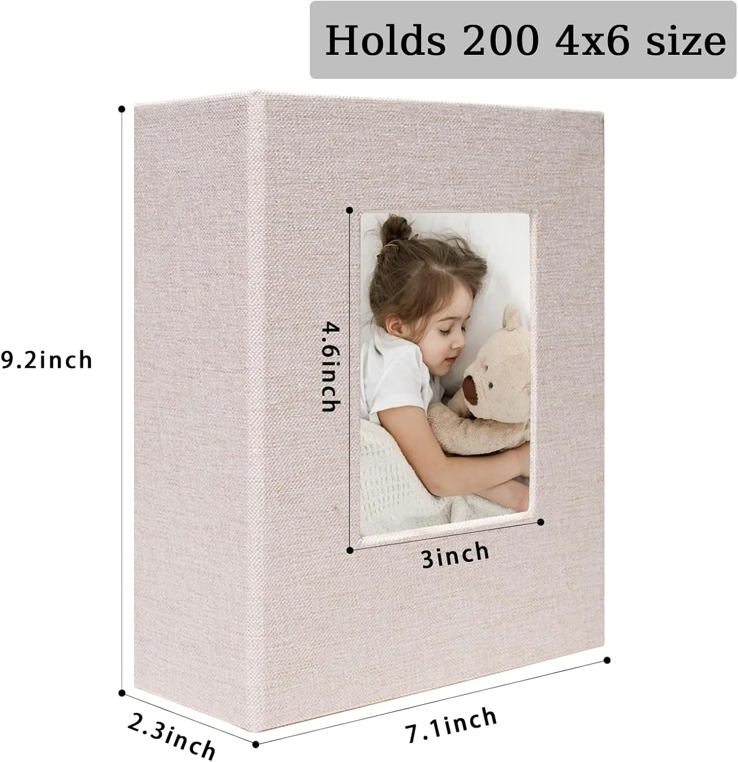 Small Photo Album 4x6 200 Pockets Linen Cover Picture Book Holds 4x6 Photos for Wedding, Baby, Family, Graduation