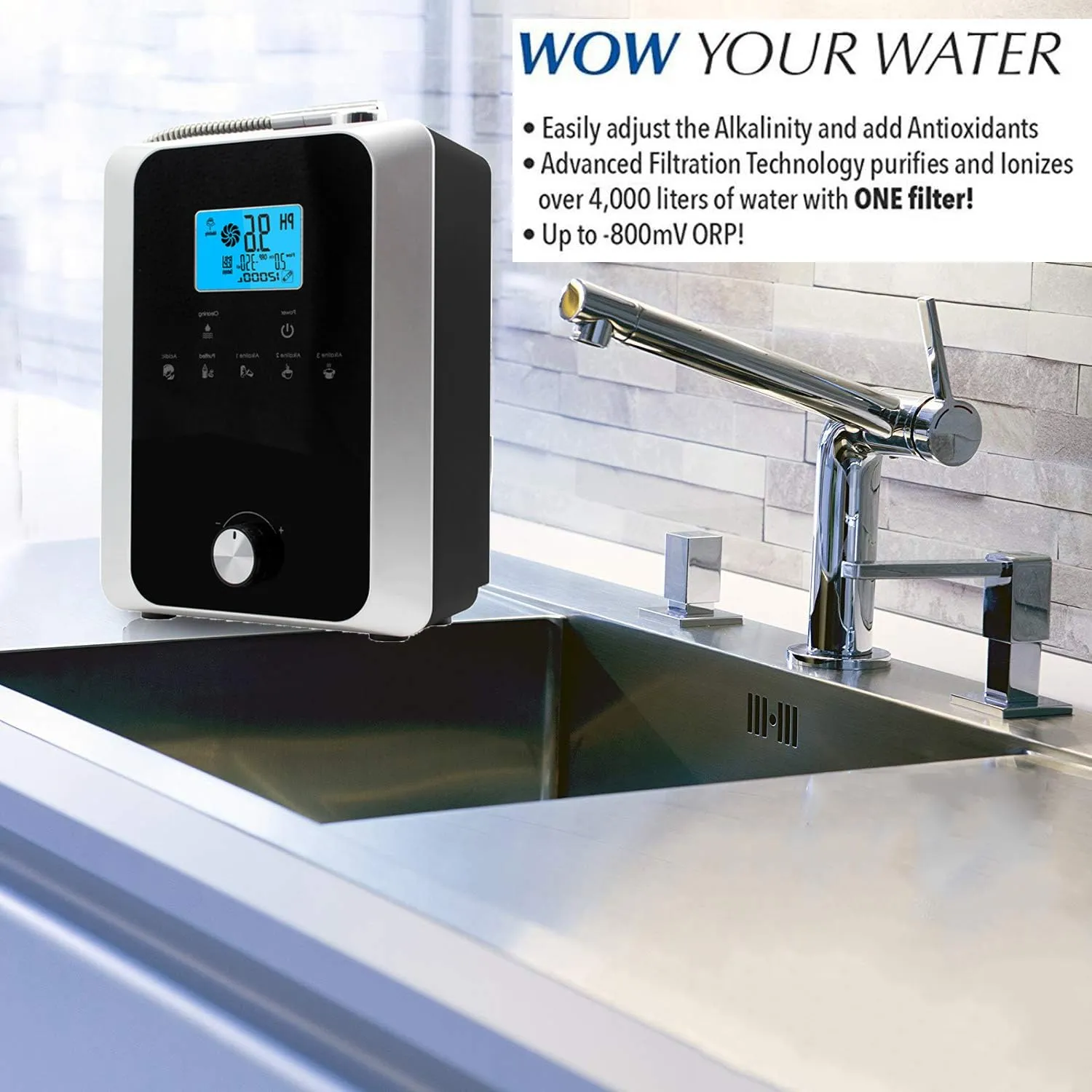Smart Water Electrolyzer-700mv Orp,Water Purifier Ph 2.8-11.0 Alkaline Acid Water Machine,7000 Liters per Filter,7 Water Settings,Auto Clean,Smart Voice,220V