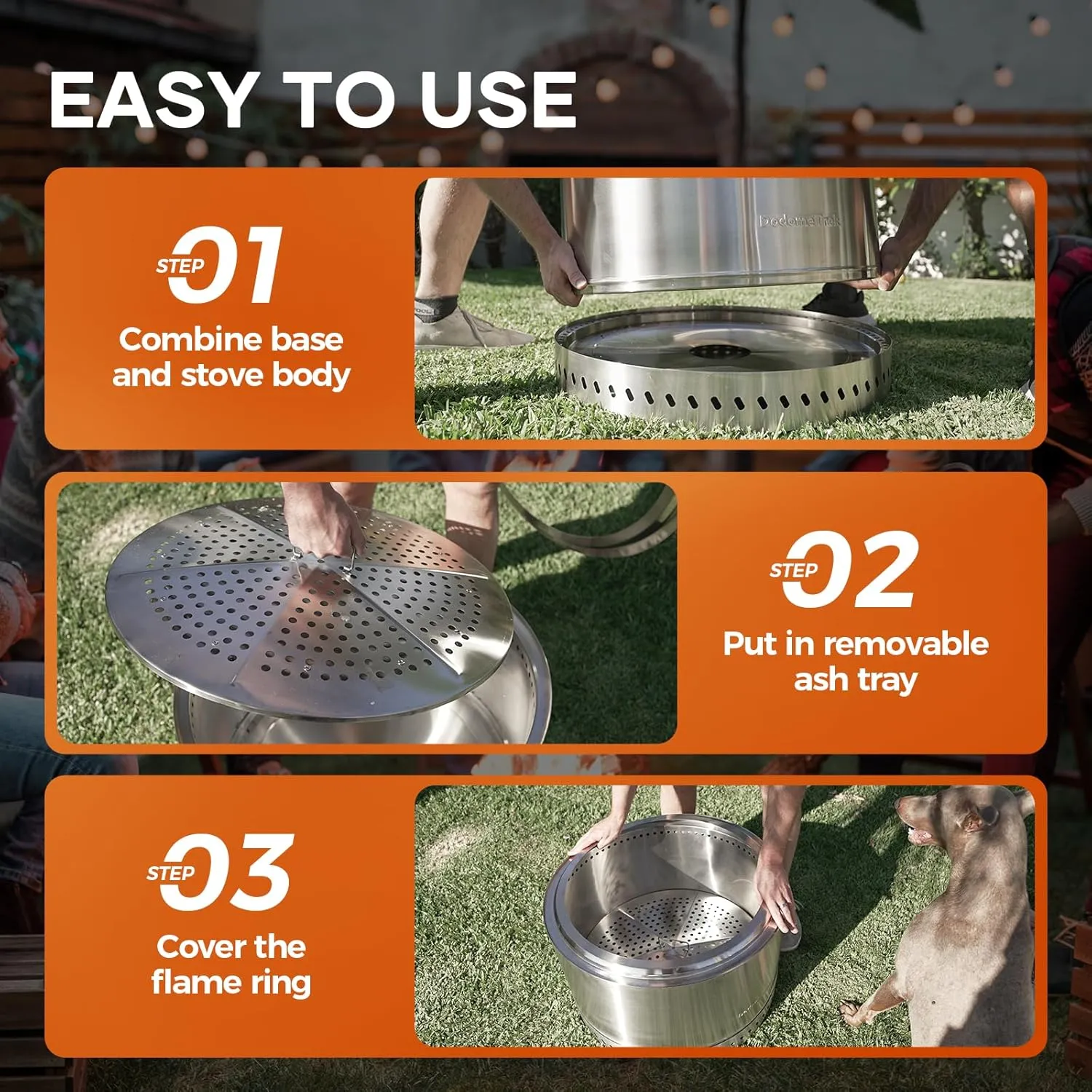 Smokeless Fire Pit, Portable Firepit Outdoor, 14 Inch Inky