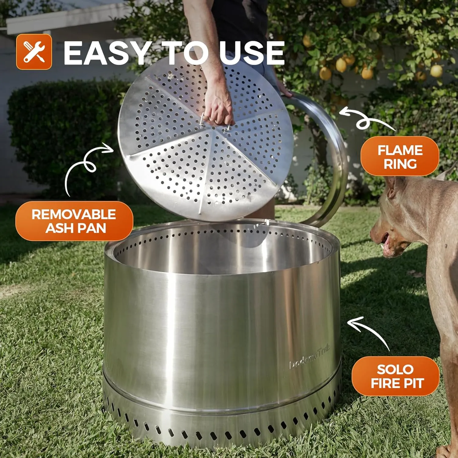 Smokeless Fire Pit, Portable Firepit Outdoor, 14 Inch Stainless Steel
