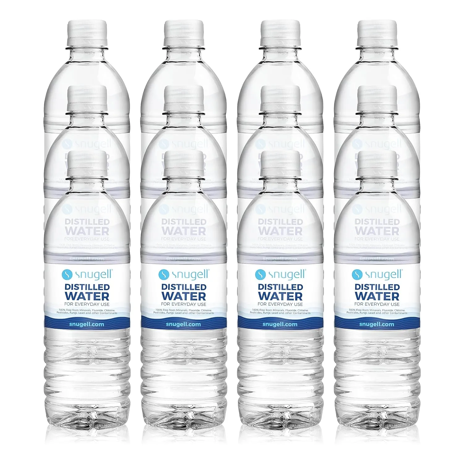 Snugell Bottled Distilled Water for Everyday Use (12-Pack, 16.9 oz Each) – Ultra-Filtered, Pure, and Safe – BPA-Free – Everyday Use – Made in USA