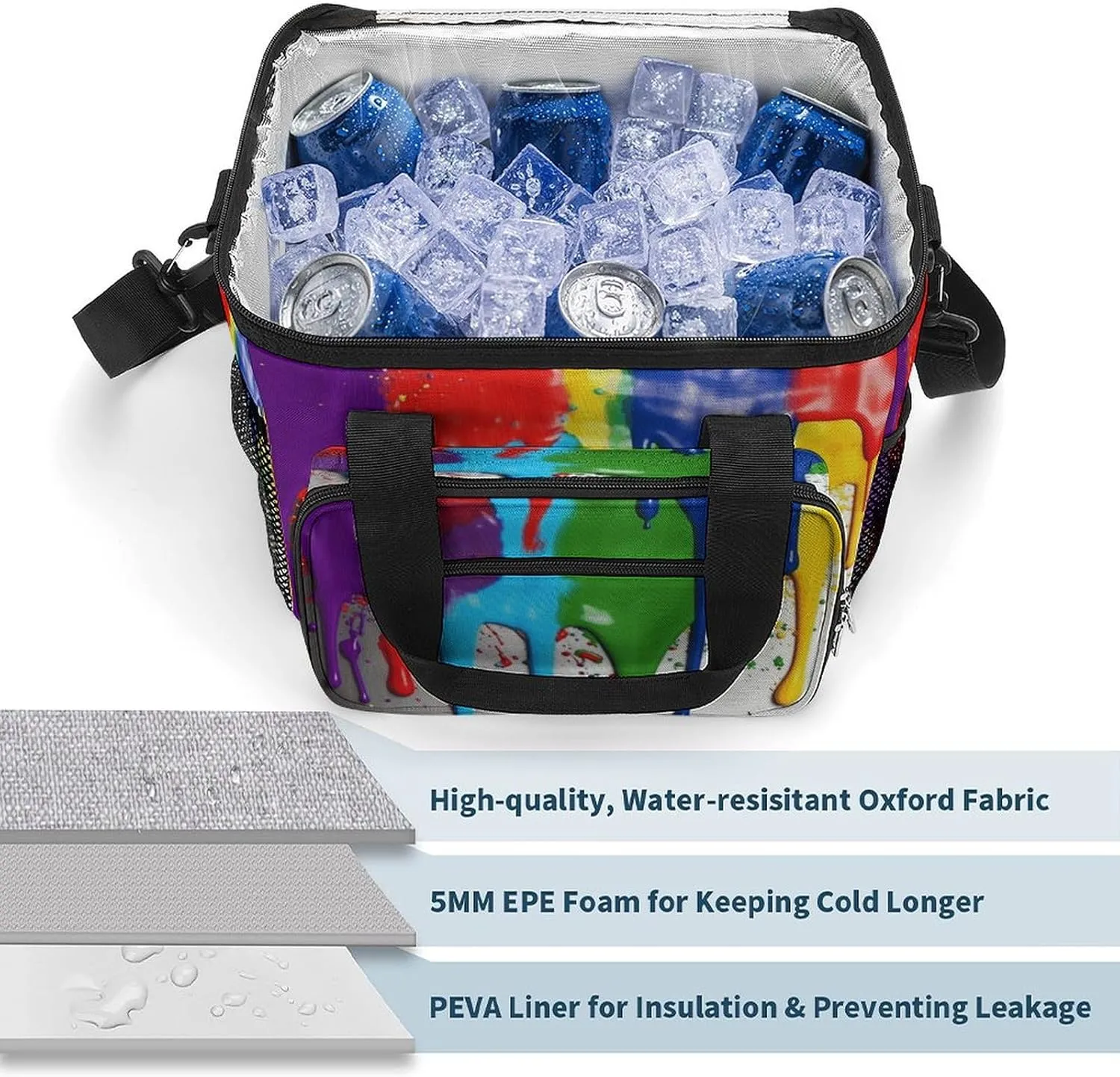 Soft Cooler Bag, 22L Collapsible Beach Cooler Bag,3D Wolf Dream Catcher Printed Portable Ice Chest Leakproof Travel Cooler for Picnic, Outdoor Trip