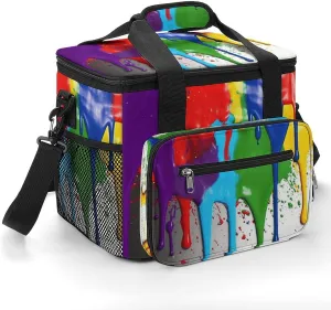 Soft Cooler Bag, 22L Collapsible Beach Cooler Bag,3D Wolf Dream Catcher Printed Portable Ice Chest Leakproof Travel Cooler for Picnic, Outdoor Trip