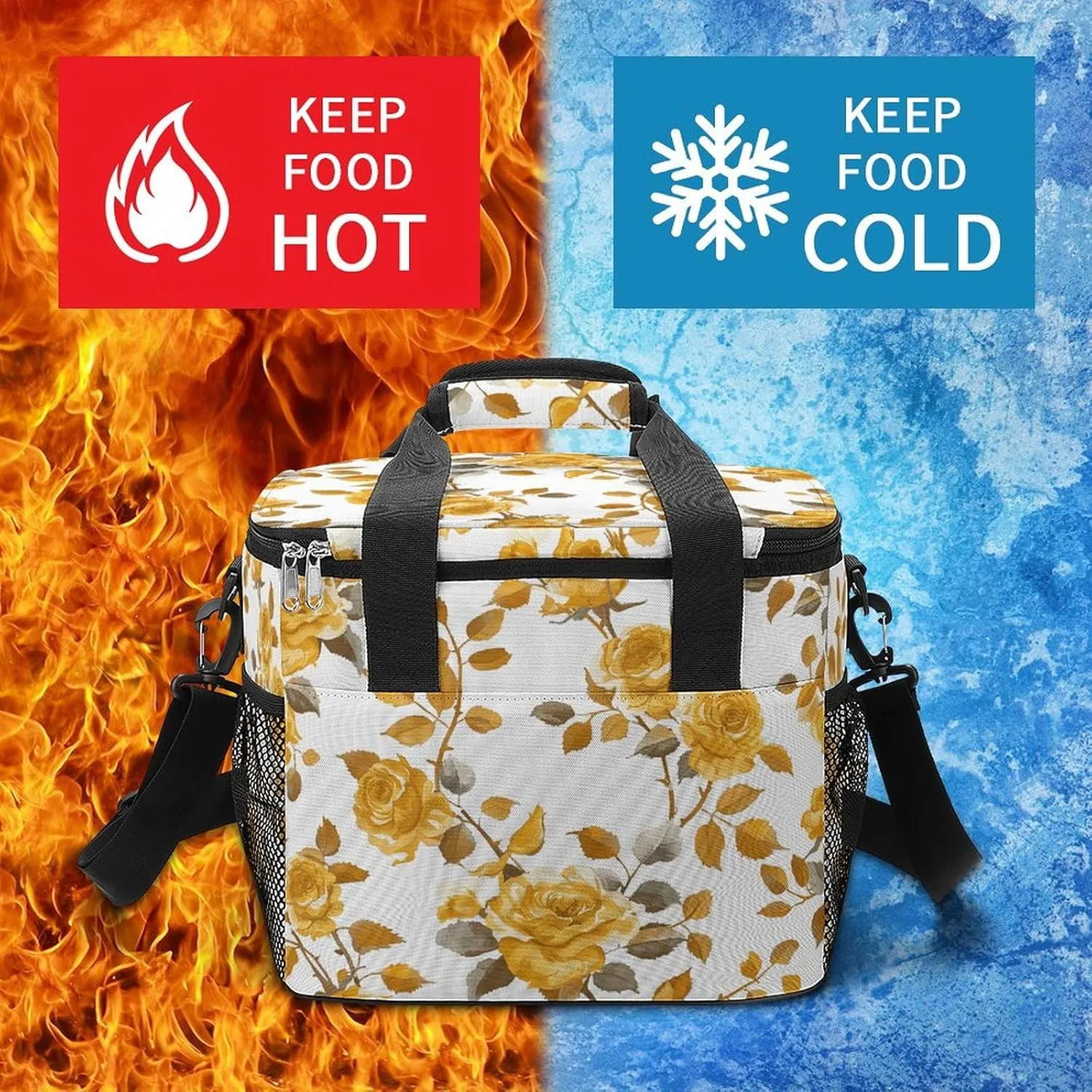 Soft Cooler Bag, 22L Collapsible Beach Cooler Bag,Beach Colored Pebbles Printed Portable Ice Chest Leakproof Travel Cooler for Picnic, Outdoor Trip