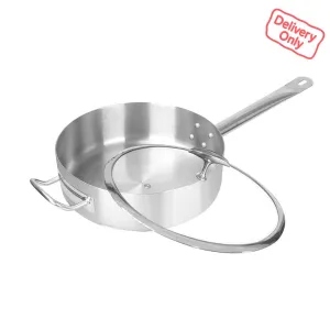 SOGA 26cm Stainless Steel Saucepan Sauce pan with Glass Lid and Helper Handle Triple Ply Base Cookware