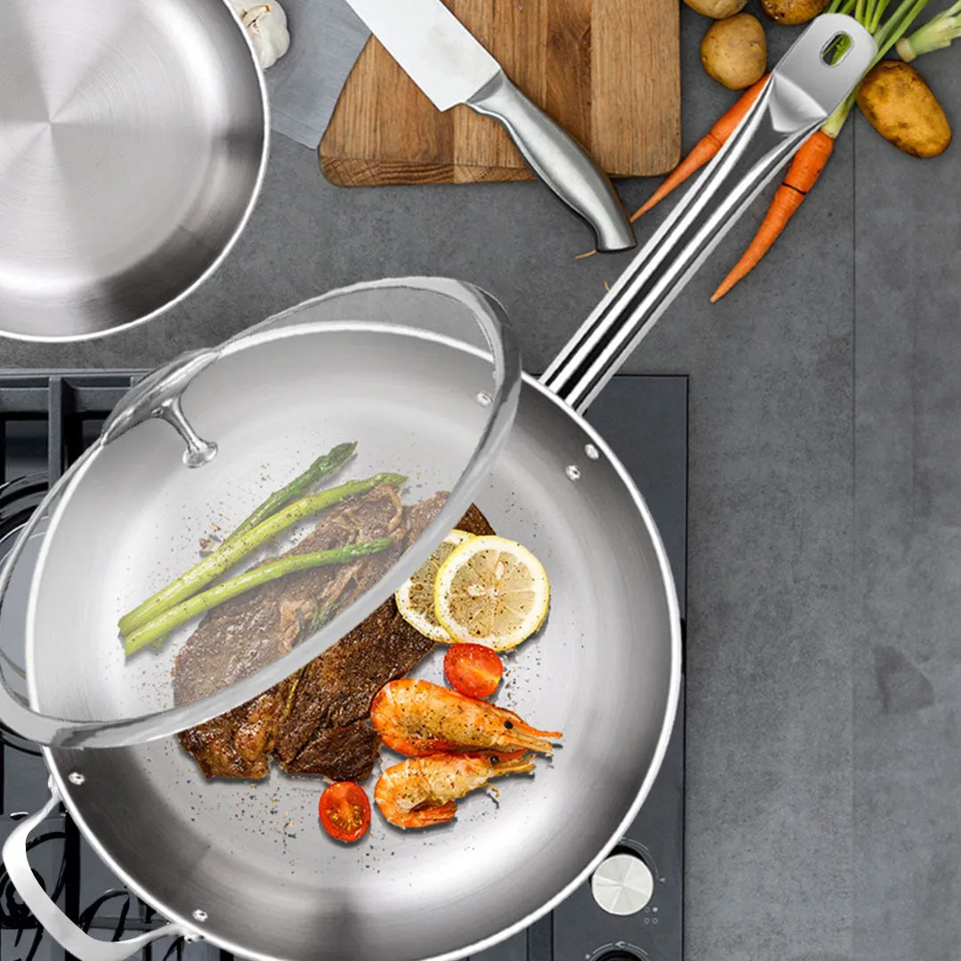 SOGA 26cm Stainless Steel Saucepan With Lid Induction Cookware With Triple Ply Base