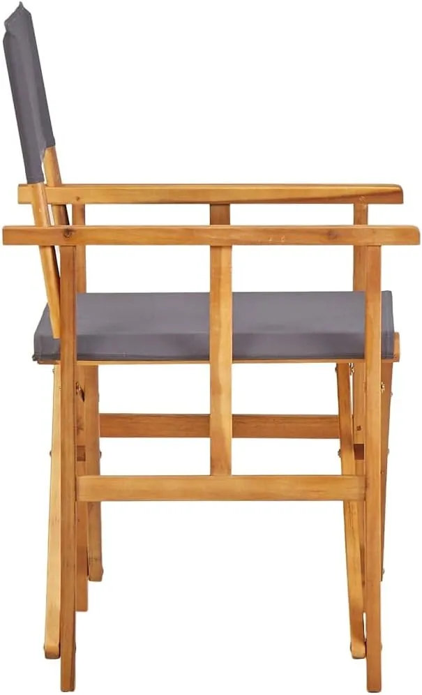 Solid Acacia Wood Directors Chairs 2 Pack Foldable Outdoor Chairs with Fabric Seat - Brown and Dark Gray Patio Furniture for Camping Beach Backyard