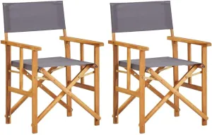 Solid Acacia Wood Directors Chairs 2 Pack Foldable Outdoor Chairs with Fabric Seat - Brown and Dark Gray Patio Furniture for Camping Beach Backyard