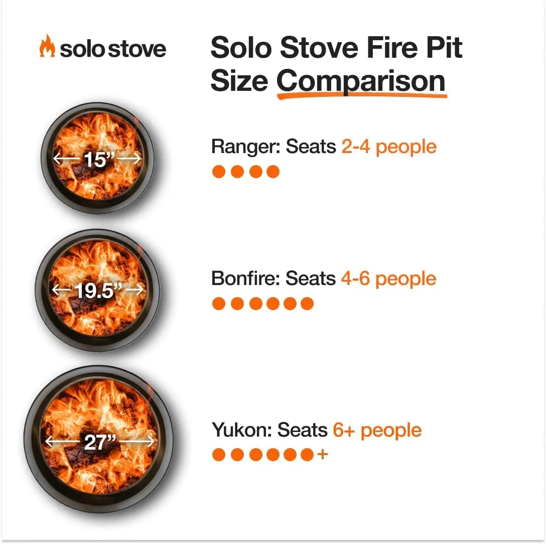 Solo Stove Bonfire 2.0 with Stand, 19.5 Inch Smokeless Fire Pit with Removable Ash Pan - Portable Outdoor Fire Pit - Stainless Steel Wood Burning Fireplace, Ideal for 4-6 People, 21.75 lbs, Mulberry