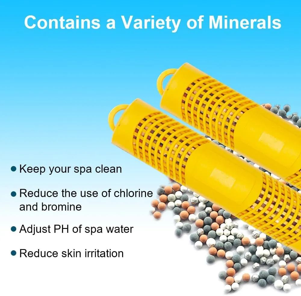SPA Mineral Sticks for Hot Tub, Hot Tub Stick with 4 Months Lifetime Universal for Hot Tub & Pool, Spa Mineral Cartridge Keeps Water Crystal Clear (Yellow,2-Pack)