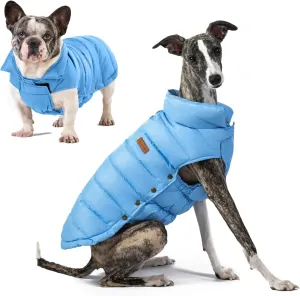 SPACE LION Puffer Jacket, Down Winter Coat, Waterproof, Windproof, Lightweight Jacket, Adjustable Fit for Small, Medium, Large Dogs (Blue, M)
