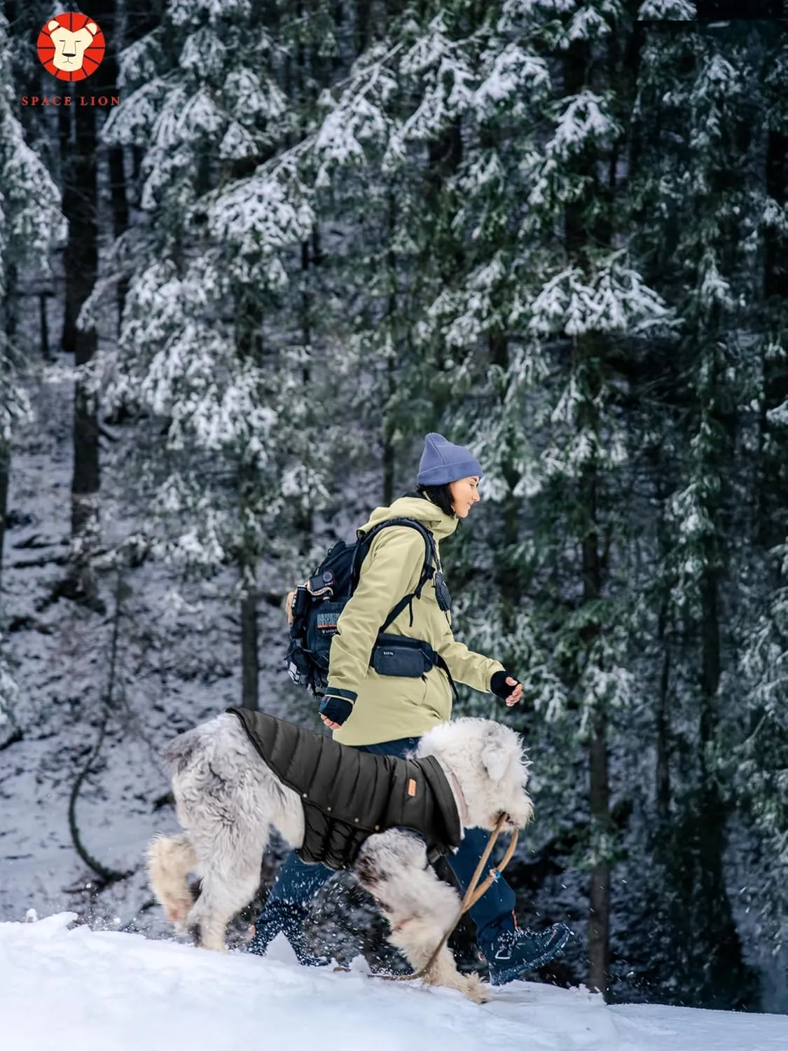 SPACE LION Puffer Jacket, Down Winter Coat, Waterproof, Windproof, Lightweight Jacket, Adjustable Fit for Small, Medium, Large Dogs (Green, XL)