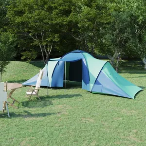 Spacious Camping Tent for 6 People, Easy Assembly, with Mosquito Net and Ventilation, Blue and Green