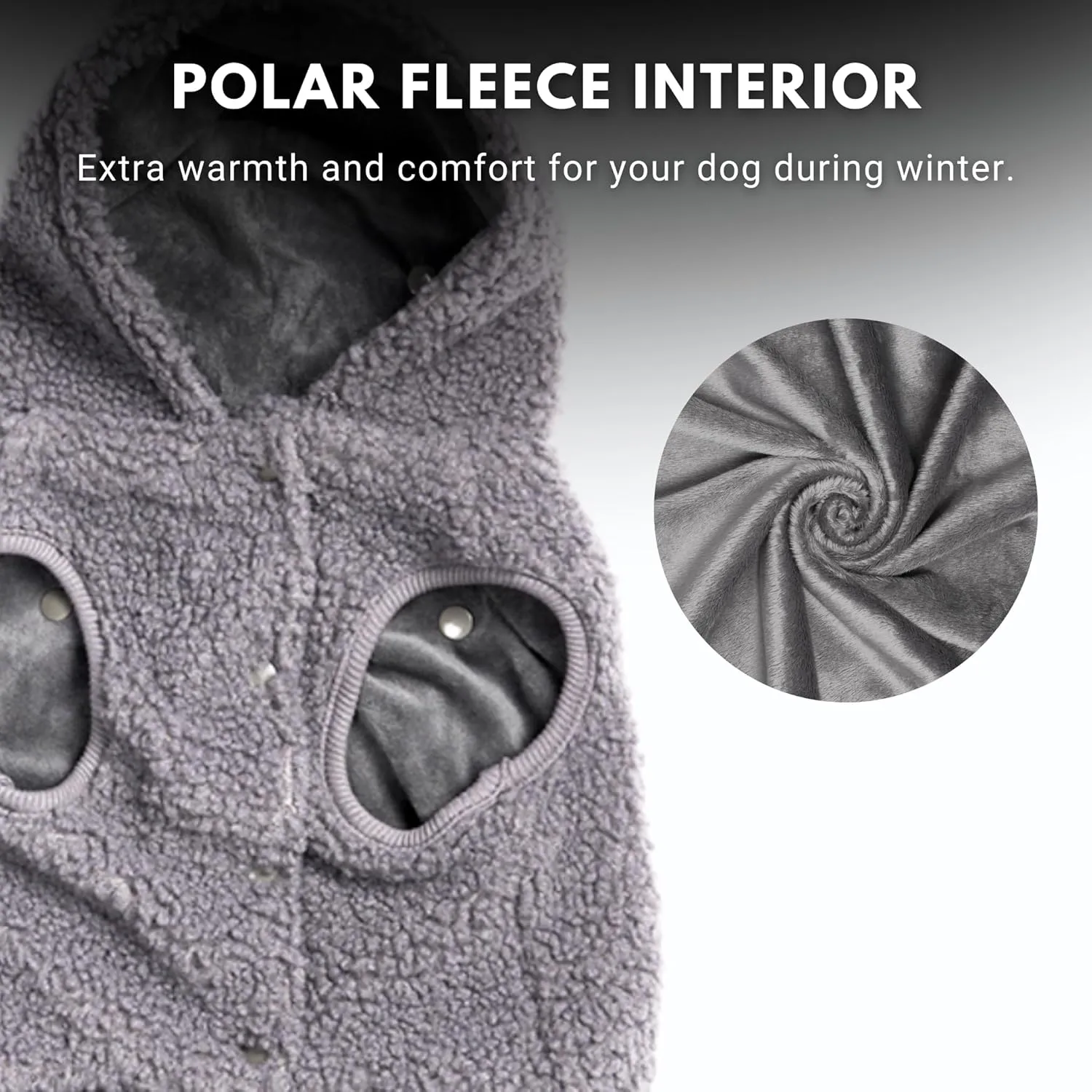 Spark Paws Teddy Dog Sweater - Sherpa Hooded Vest with Warm Fleece Lining, Winter Coat Suitable for Small Medium Large XL XXL Breeds - Grey - S