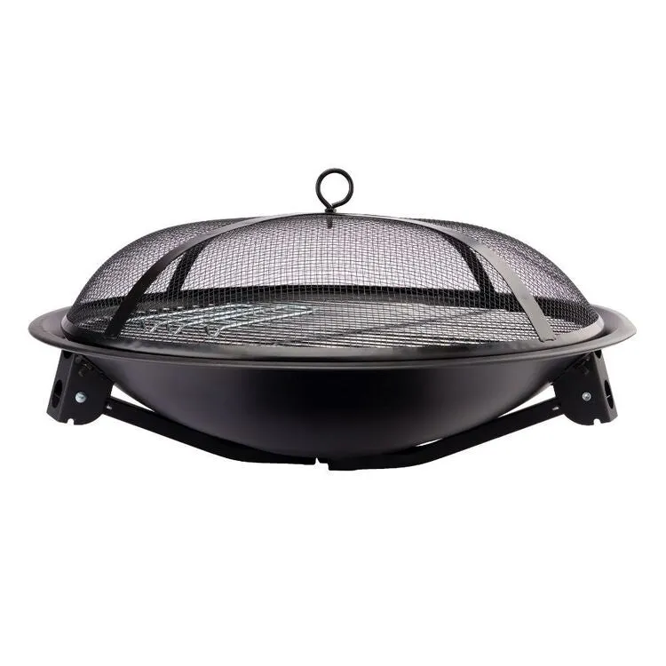 Spinifex Round Portable 55cm Fire Pit Set with BBQ Grill & Charcoal Mesh