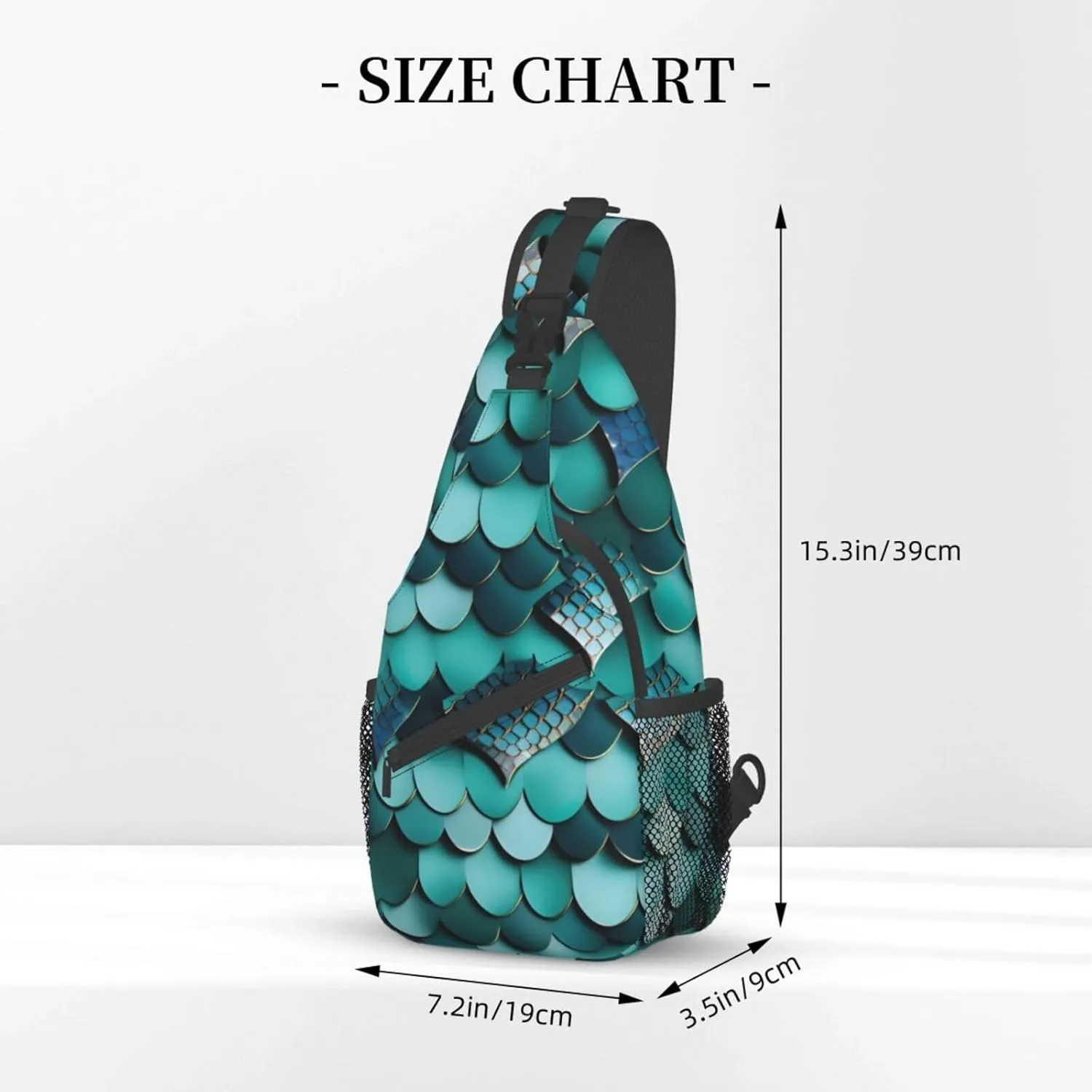 SSIMOO Mermaid Fish Scale Print Versatile Travel Hiking Backpack-Perfect For Outdoor Cycling,Chest Shoulder Bag