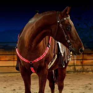 SSZYace Adjustable LED Horse Breastplate Collar, Nylon LED Night Flashing Light Bar Harness Tack Equestrian Safety Gear with 3 Lighting Modes and USB Rechargeable (Red)