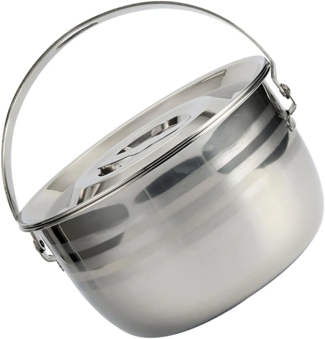 Stainless Camp Kettle Hanging Cook Pot 1.4l Single Bottom Boys and Girls Camping Gear Easy to Clean