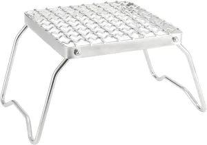 Stainless Steel BBQ Grills Net Grills Grate Barbecue Gridirons With Foldable Legs For Camping Hiking Outdoors