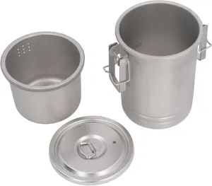 Stainless Steel Camping Pot 2 in 1 Cooking and Steaming, Lightweight Portable Cookware, Even Heat Distribution, Hanging Lid with Locking Buckle for Outdoor Cooking