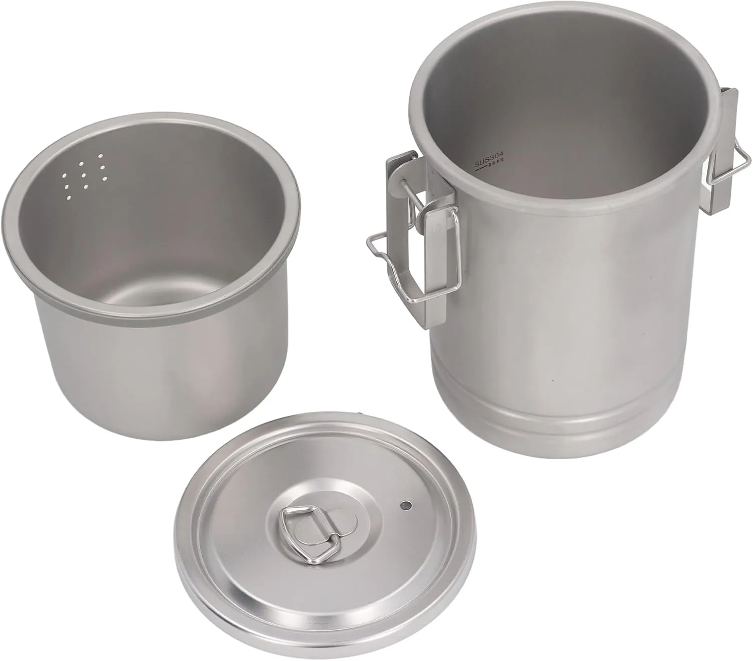 Stainless Steel Camping Pot 2 in 1 Cooking and Steaming, Lightweight Portable Cookware, Even Heat Distribution, Hanging Lid with Locking Buckle for Outdoor Cooking