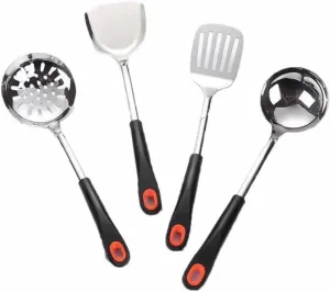 Stainless Steel Cooking Spoons Spatulas Cooking Utensils 4 Pieces Sets Gadgets Kitchen Cookware