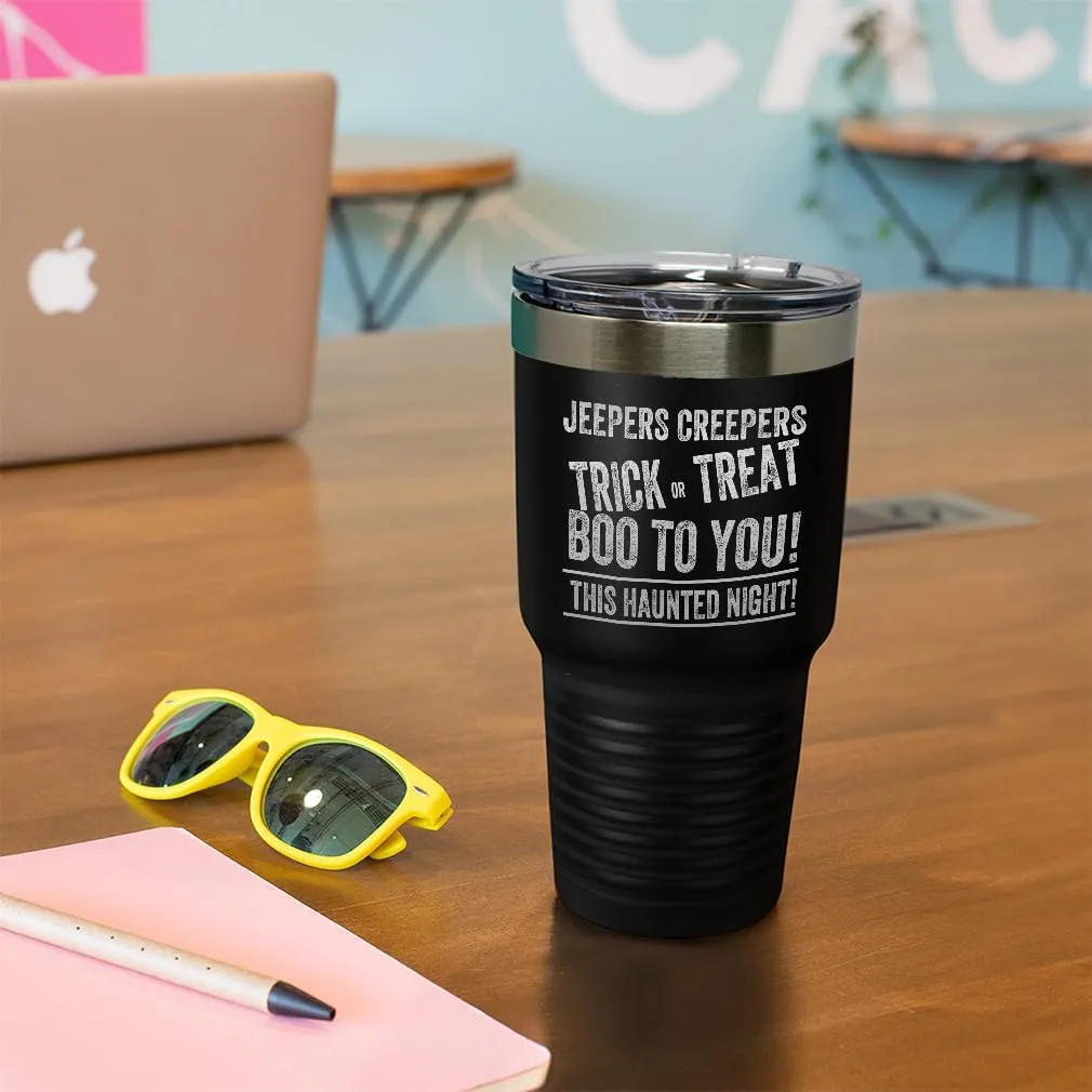 Stainless-Steel Engraved Travel Mug Tumbler Jepers Creepers Insulated Thermal Coffee Cup Forest Green 30 Oz