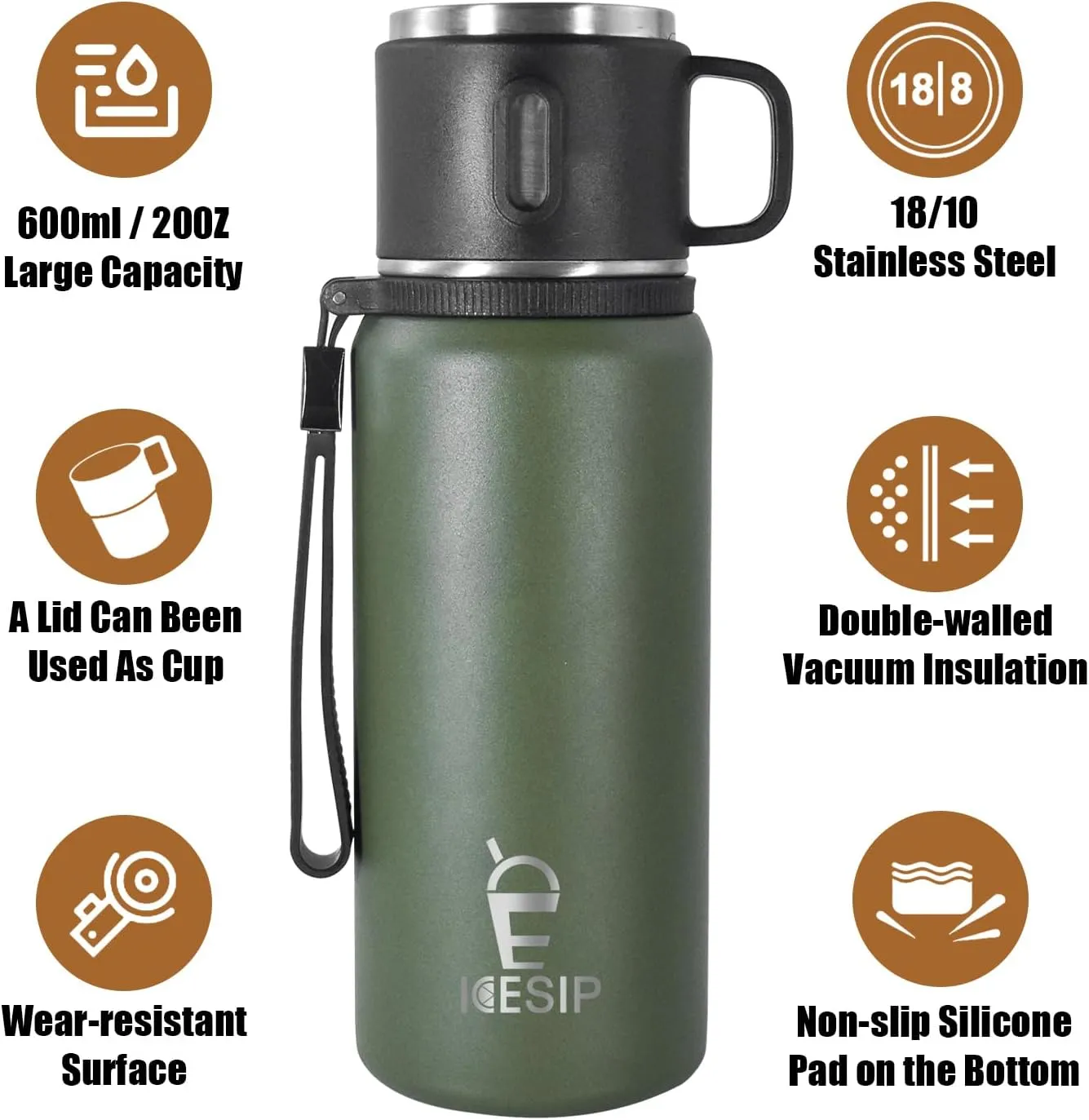Stainless Steel Insulated Bottle, 27oz with cup Vacuum Insulated Water Bottle, Thermo for Hot Drinks/Cold Drinks,24-Hr Insulation Commute, Travel