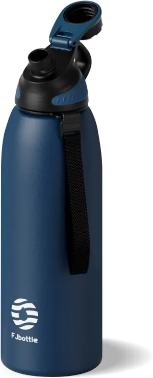 Stainless Steel Insulated Sports Water Bottle 50oz, BPA-Free, Double-Wall Vacuum, Magnetic Cap, No Straw, Cup Brush Included - Ideal Thermos for School, Fitness, and Outdoor Activities