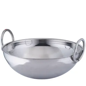 Stainless Steel Kadhai or Kadai Wok, 16", 3 MM Thickness, 8 Litre's