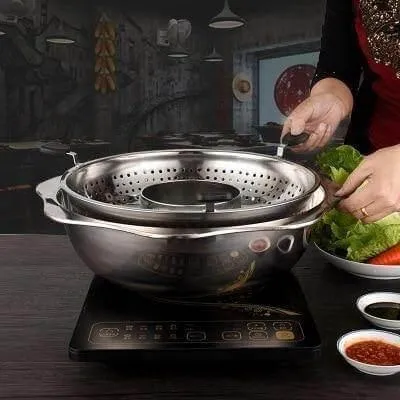 Stainless Steel Rotating Hot Pot Cookware - Easy Cook Kitchen Tool