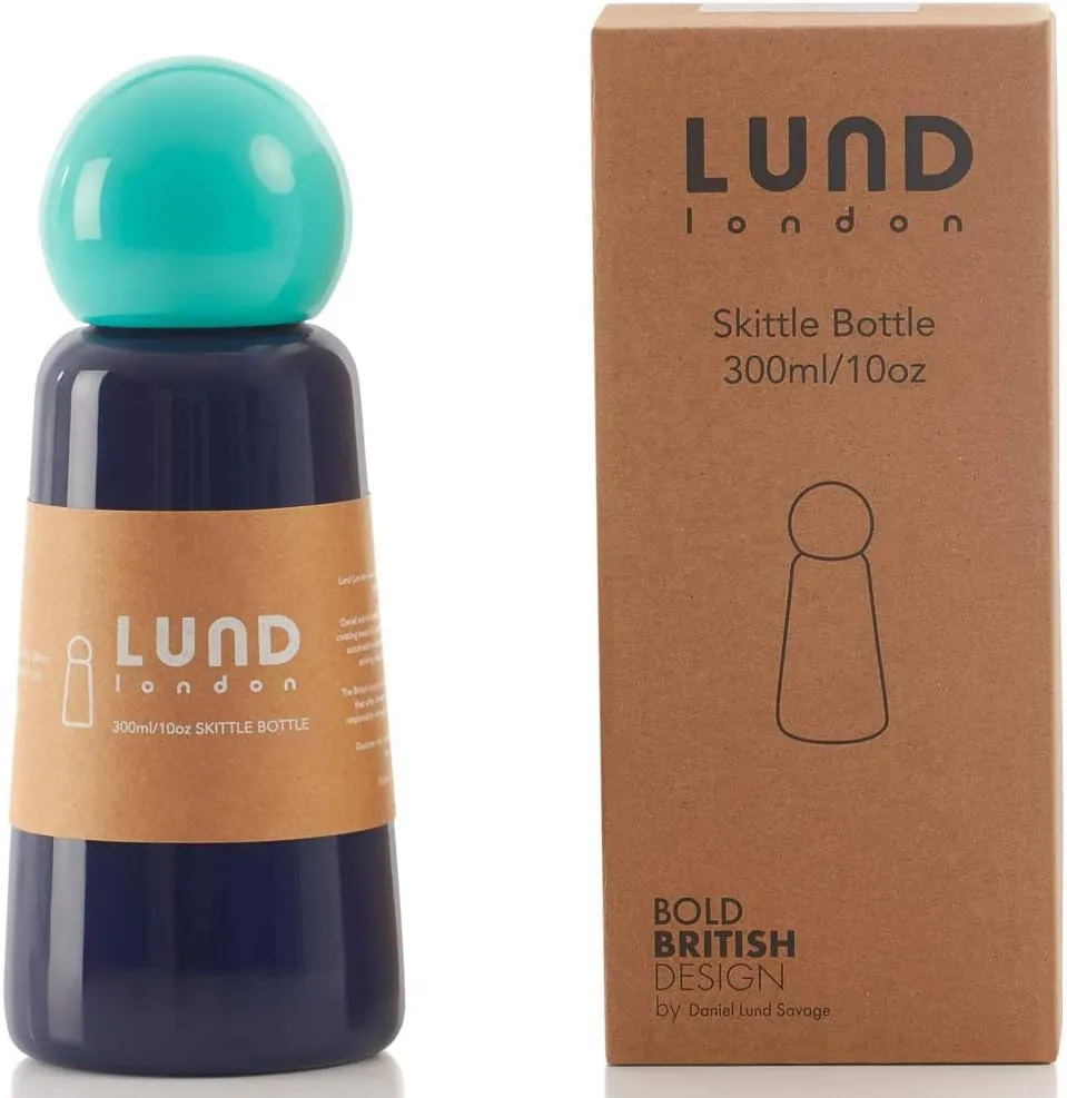 Stainless Steel Water Bottle | 300ml Insulated Water Bottle BPA Free | Cool and Modern Leak Proof Skittle Bottle Flask | Cold for 24  Hours, Hot for 12 | Indigo & Turquoise