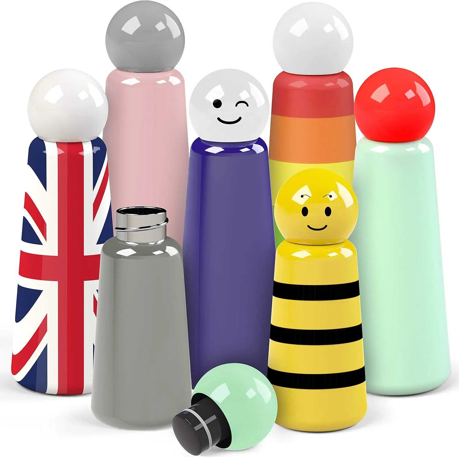 Stainless Steel Water Bottle | 300ml Insulated Water Bottle BPA Free | Cool and Modern Leak Proof Skittle Bottle Flask | Cold for 24  Hours, Hot for 12 | Indigo & Turquoise