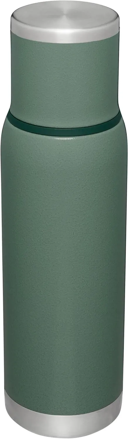 Stanley Adventure-To-Go Vacuum Bottle 1.1 qt | Wide Mouth with Leakproof Cup Lid | Keep Drinks Hot or Cold | Packable for Travel | Insulated Stainless Steel Thermos | BPA-Free | Hammertone Green